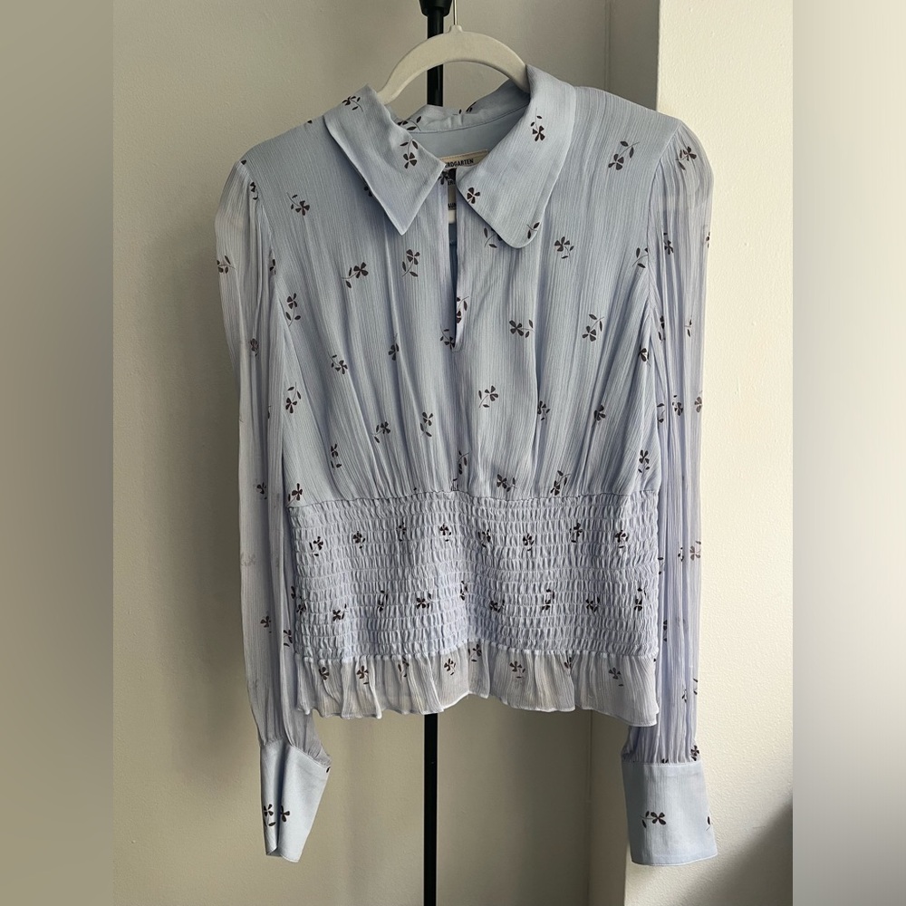 Baum Und Pferdgarten smocked cinched waist collared blouse sz 42